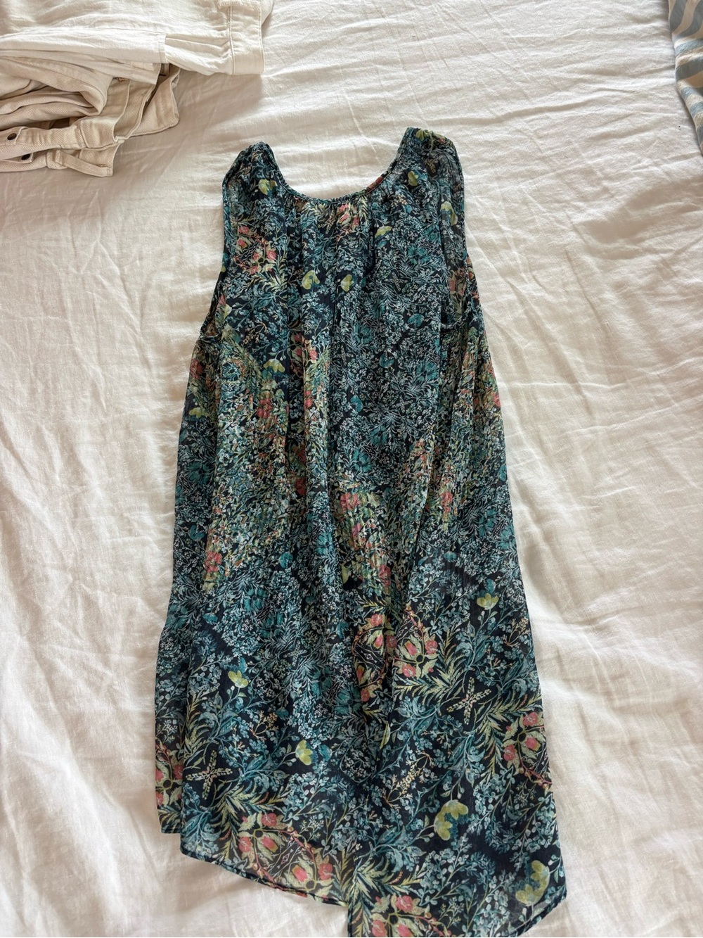 BCBG Floral Ribbed Top